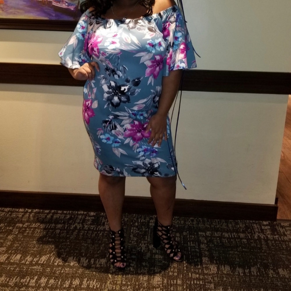 Trendy Floral Print plus size Dress